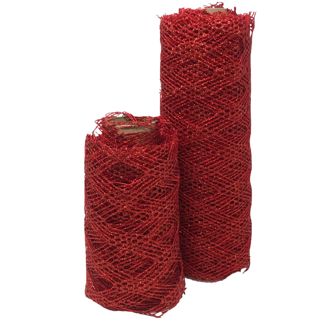 (YW0737) Malla rombos roja, medidas de 15/24 cm 5.5 m