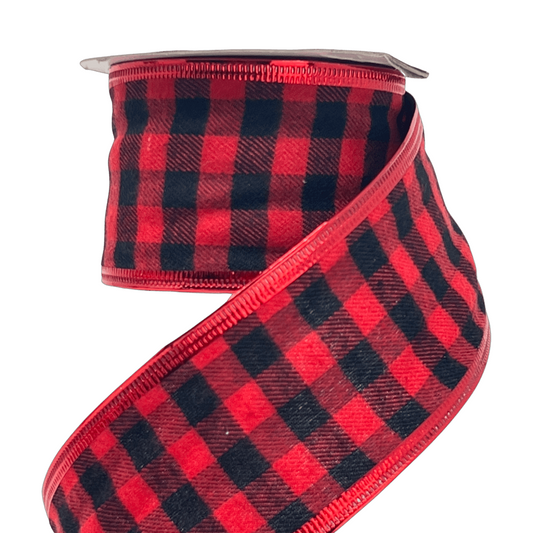 (26293) Liston cuadros 6cm x 9m neg/rojo