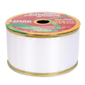 (2741-09) Liston Satin Blanco con Orilla Dorada 6.4 cm X 9 mts