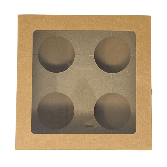 (27554) Caja para 4 quequitos, 17.5 x 17.5 x 8.5 cm