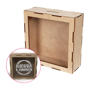 (28420) Alcancia de madera, 16 x 16 cm