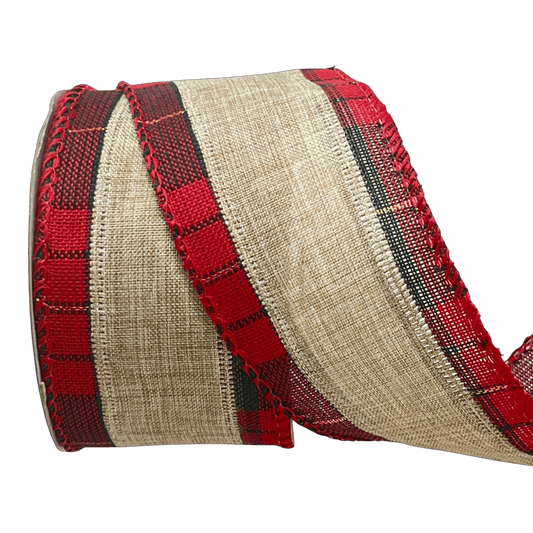 (28748) Liston navideño Yute Escoces 6 cm x 9m Rojo