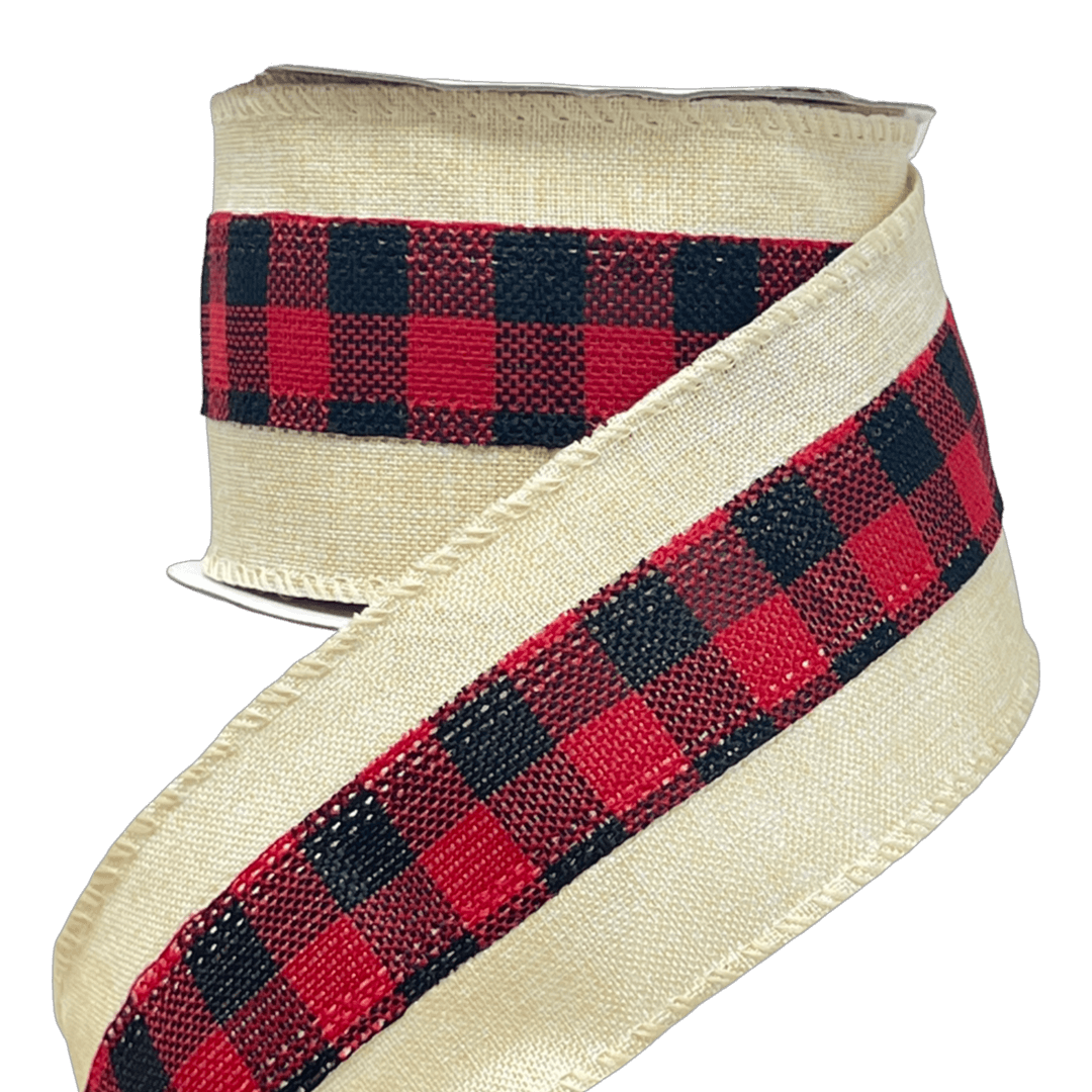 (Tch01523WR) Liston navideño Yute Escoces 6Cm 9M rojo