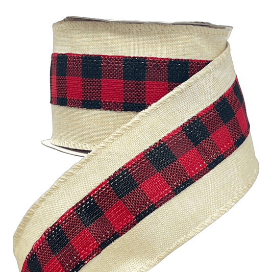 (Tch01523WR) Liston navideño Yute Escoces 6Cm 9M rojo