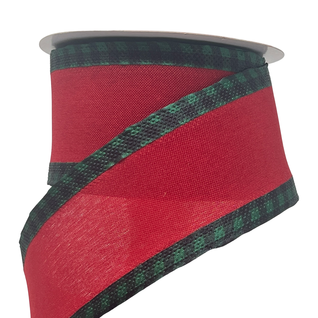 (Mcl0336Rj) Liston Navideño  6.5Cm Rojo 9M  rojo con verde
