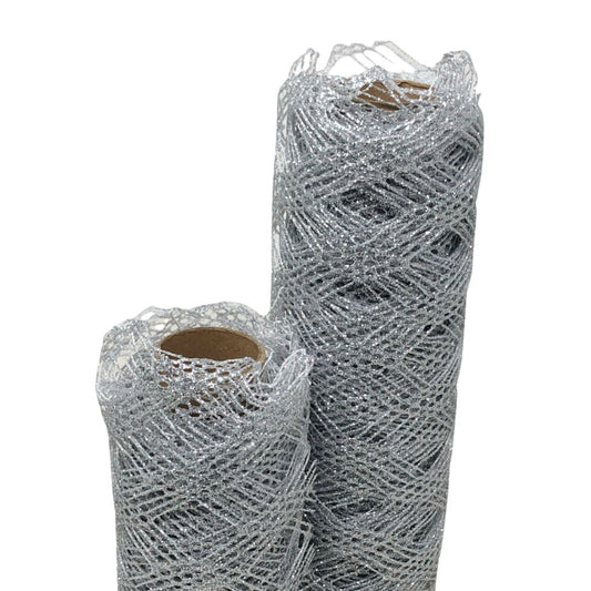 (YW0737-009S) Mallas forma rombo color plata de 15/24 cm x 5.5 m