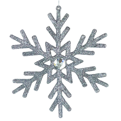 (MLI0310S) Copo de Nieve Escarchado 15 cm Plata