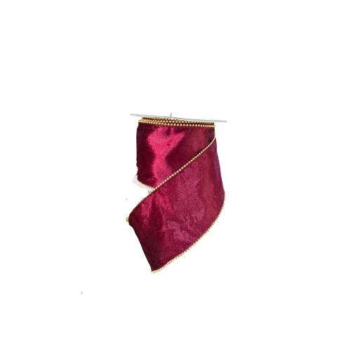 (TCH02079BU) Liston Terciopelo Perlas 10 Cm 9 Mts Vino