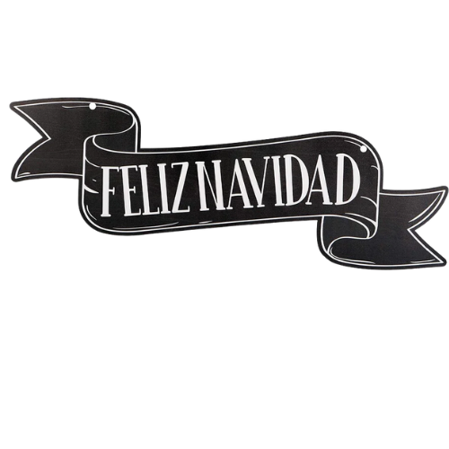 (370) Letrero Feliz Navidad 22x50 cm Negro