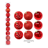 (Bhk01004R) Paq. De Esferas navideñas De 8Cm C/9Pcs, Rojo