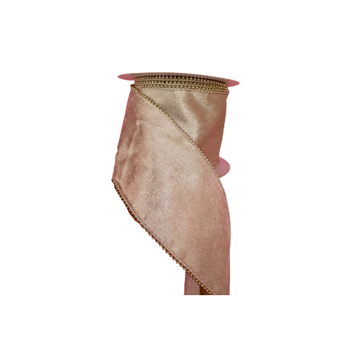 Liston Terciopelo Perlas 10 Cm 9 Mts Champagne