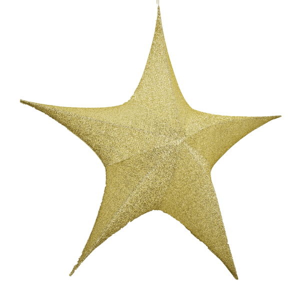 Estrella navideña decorativa tela básica oro 65cm y 80cm