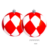 Esferas navidenas Arlequín bicolor Rojo (diferentes tamaños)