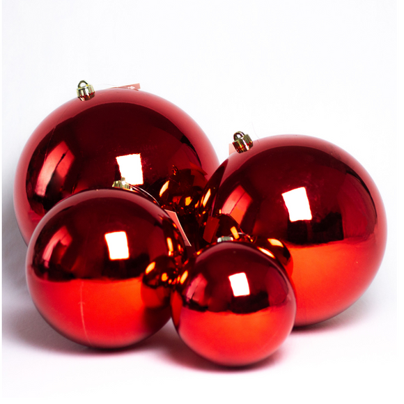 Esfera navideña metalica roja jumbo (varias medidas)