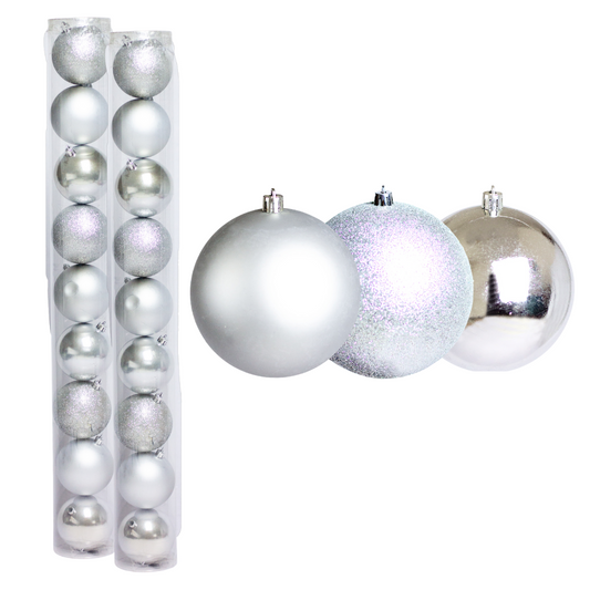 (Bhk00273S) Paq. De Esferas navideñas De 8Cm C/9Pcs, Plata