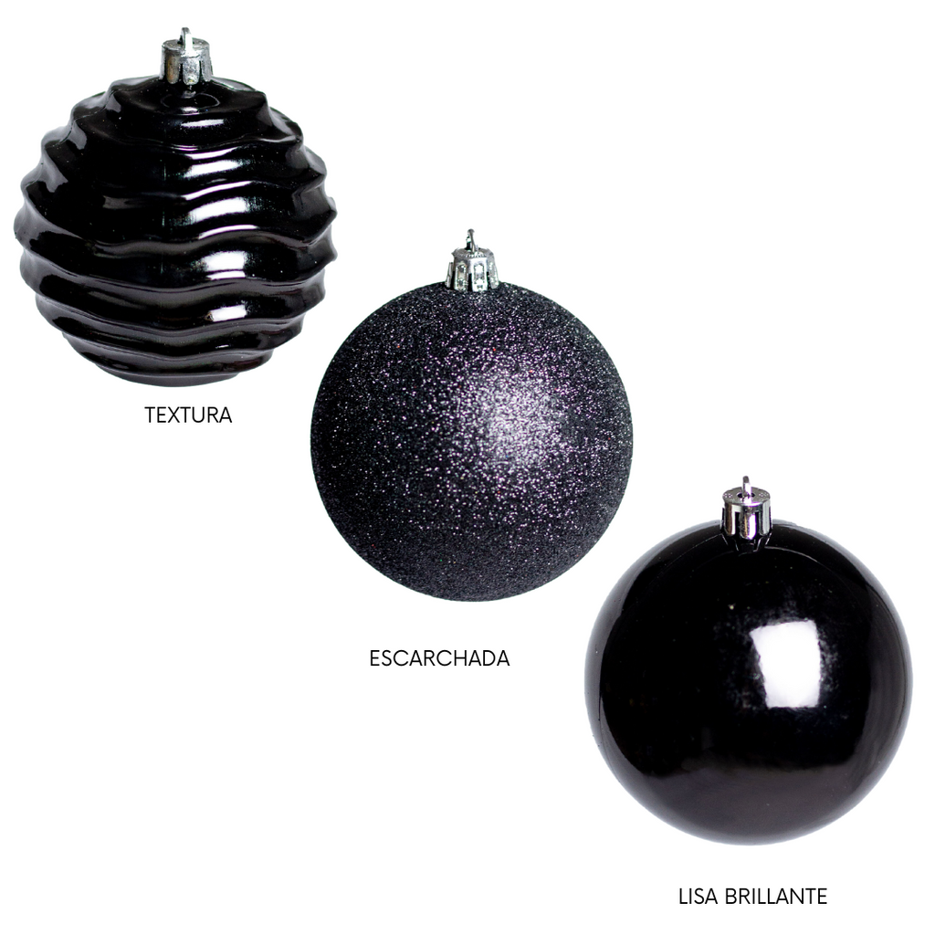 (Bhk01121Bk) Esfera Navideña Metálica 8Cm C/20 Negro