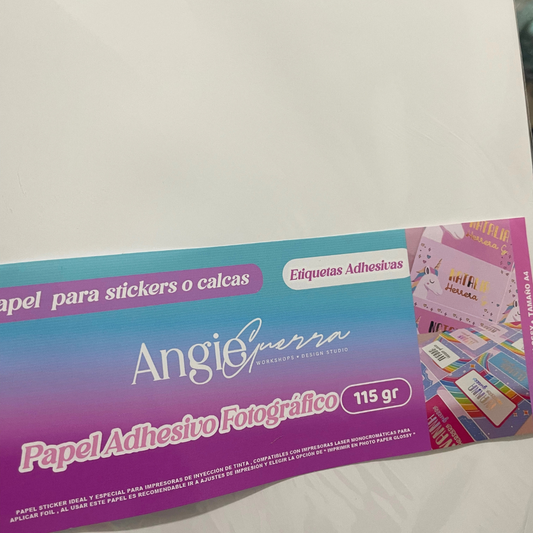 (80180) Papel adhesivo fotografico 115 gr c/50 hojas