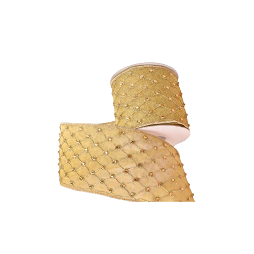 Liston C/Joya Dorada Lux 10 Cm X 4.5 Mts