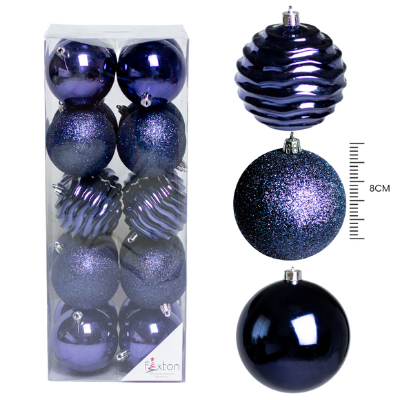 (Bhk01121Ob) Esfera navideña Metálica 8Cm C/20 Azul Petroleo