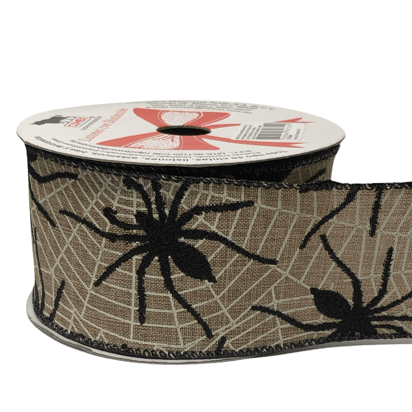 (9036) Liston navideño telarañas 6.5cm x 9m