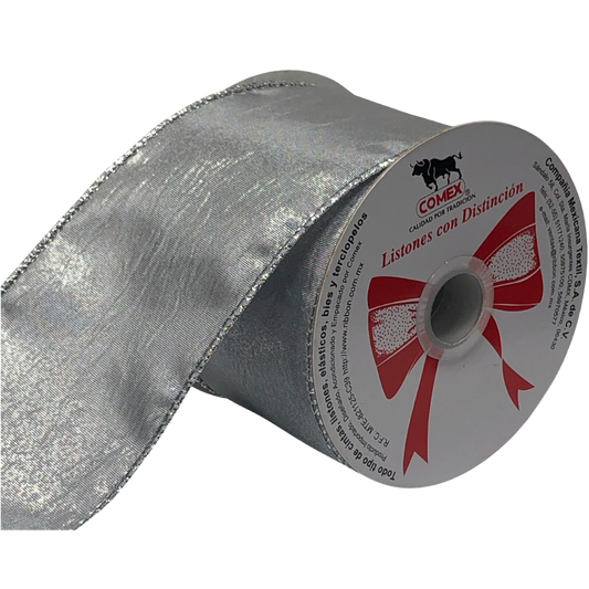 (9040) Liston Metalico Plateado 6.5 cm X 9 mts