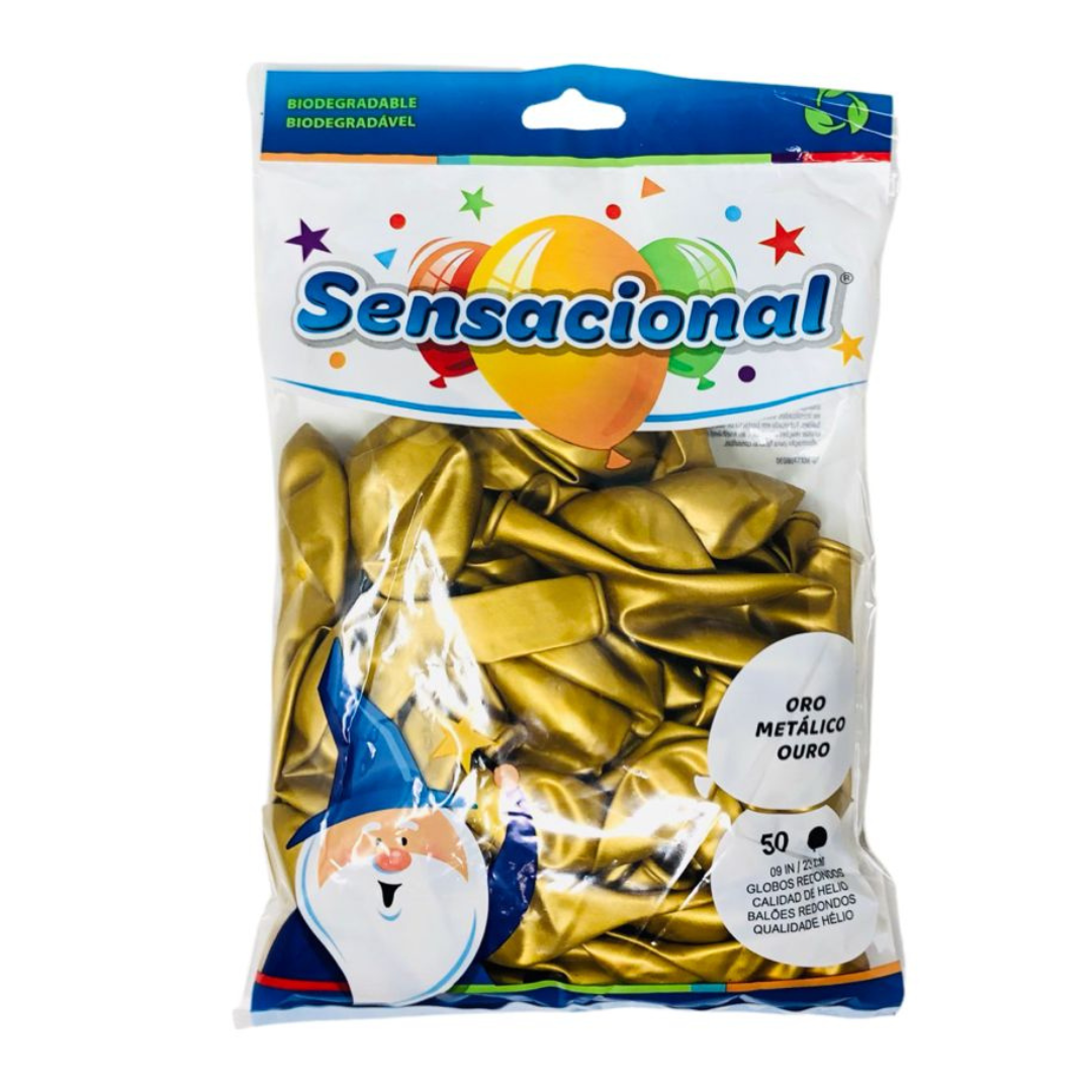 Globo metalico #9 c/50 pzs