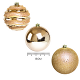 (26LfeCH) Esferas navideñas de 15CM C/3PZ Cafe Claro-Champaña