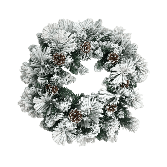 Corona nevada con berries y piñas 50 cm