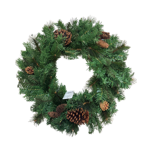 (ADV0269VD) Corona con piñas verde 60 cm