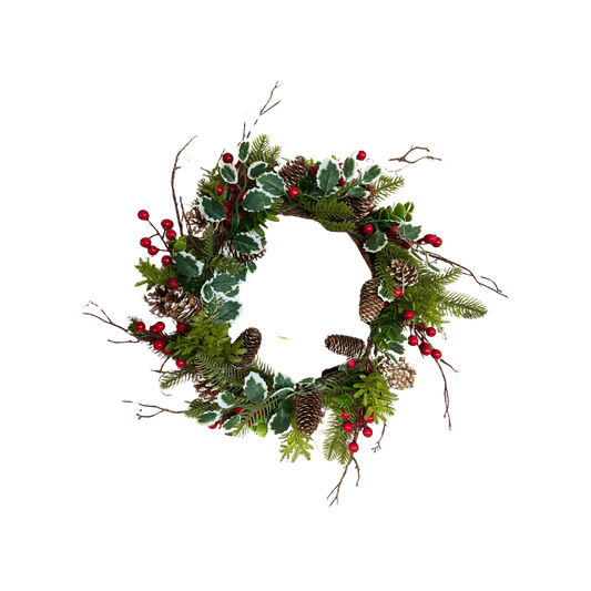 (ADV0284RJ) Corona berries rojo 55 cm