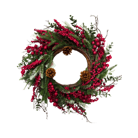 CORONA BERRIES CON PIÑAS 66CM