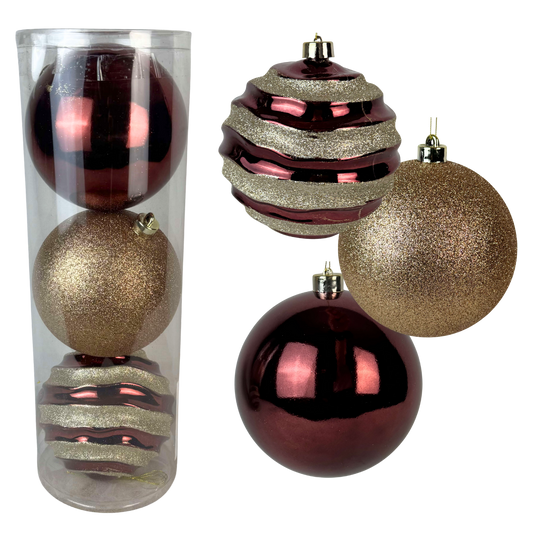 (BHK00226BUCHG) Esfera 15 cm tubo c/3 pz vino/champaña