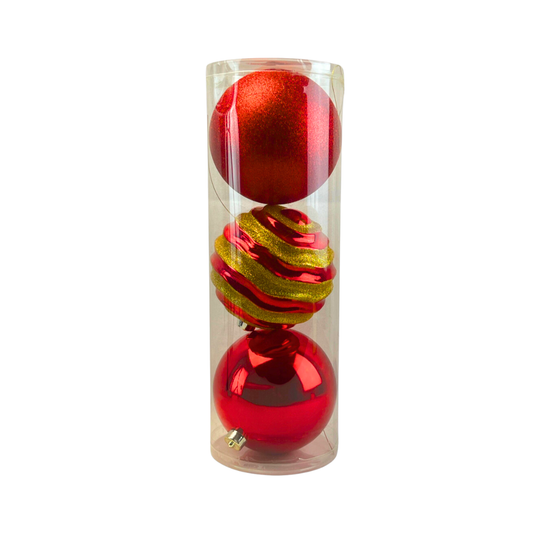 (Bhk00226RG) Esfera de 15 cm c/3 pz rojo-gold