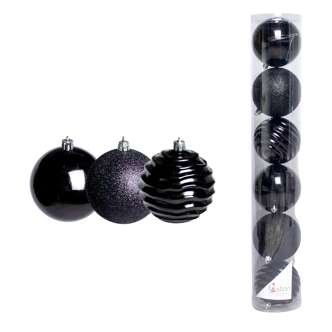 (Bhk01113bk) Esfera de 10 cm Mixta c/6 Negro