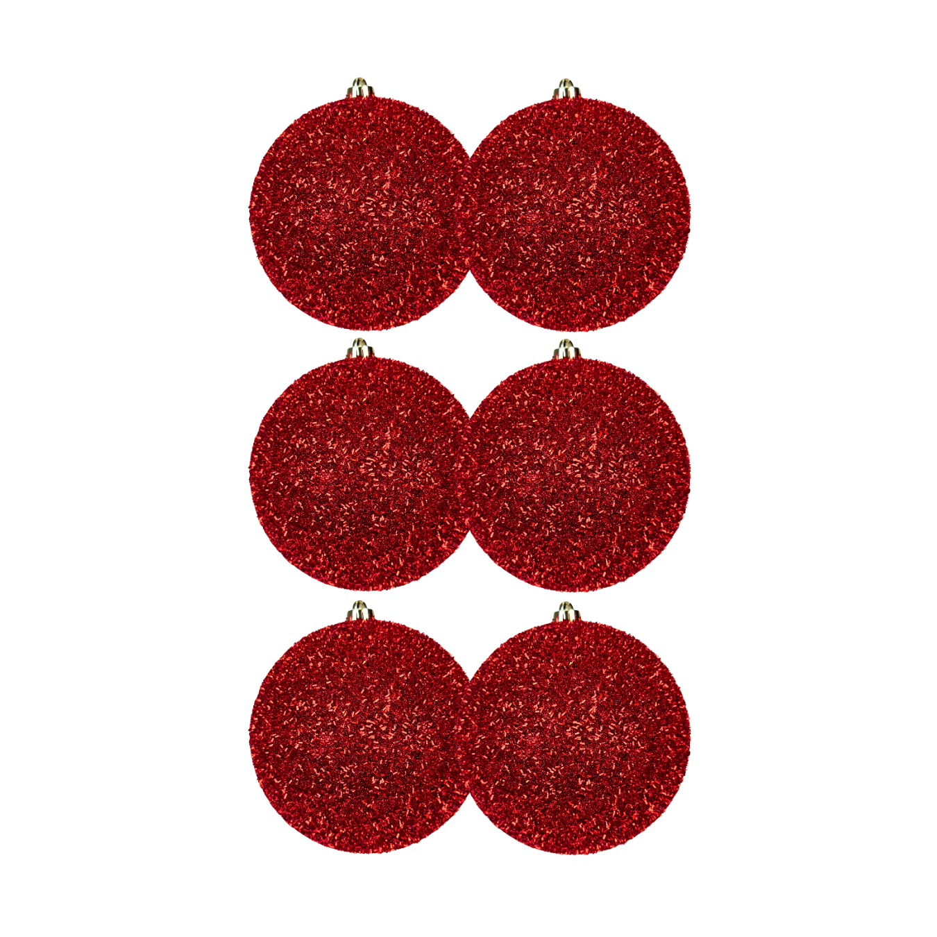 (BHK01211R) Tubo esfera tinsel rojo 10 cm c/6 pz