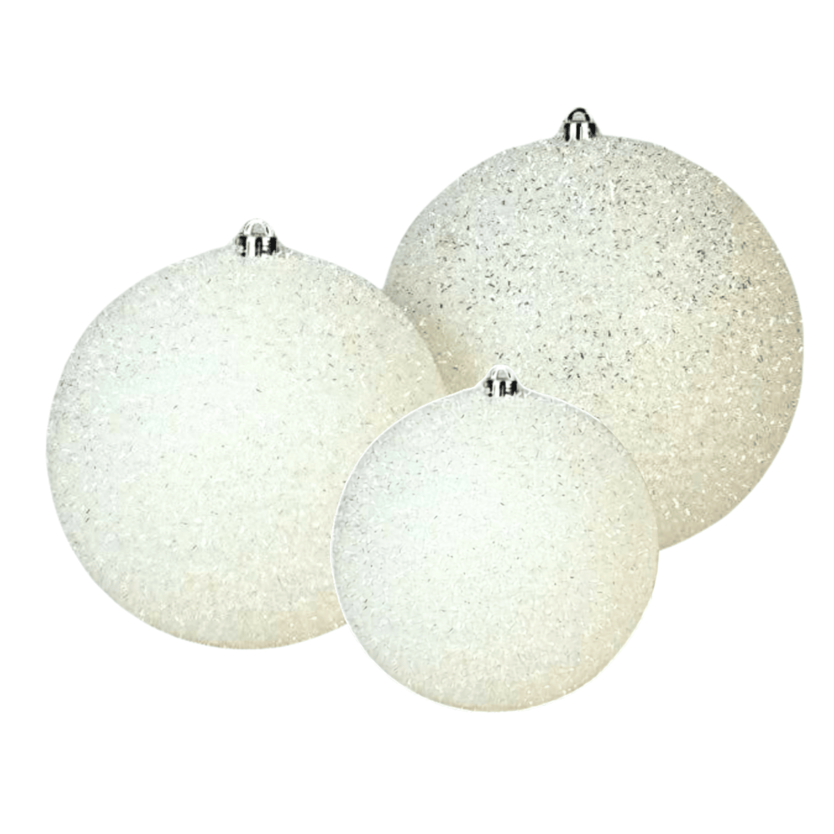 Esfera Tinsel Blanco, Medidas 15cm / 20 cm/25 cm