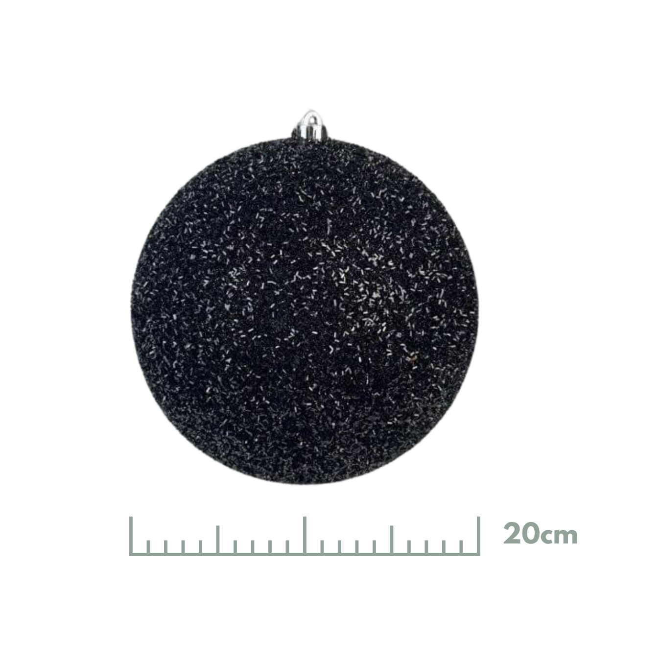 Esfera tinsel negro, 20 cm/25 cm