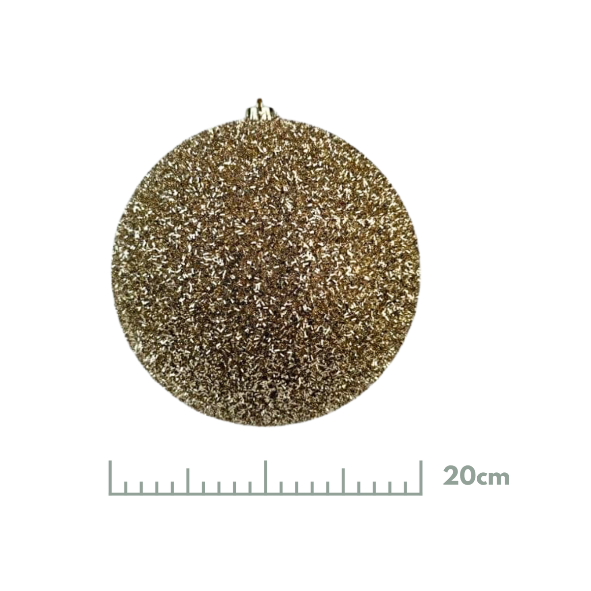 Esfera Tinsel Champaña, Medidas 20 cm/25 cm