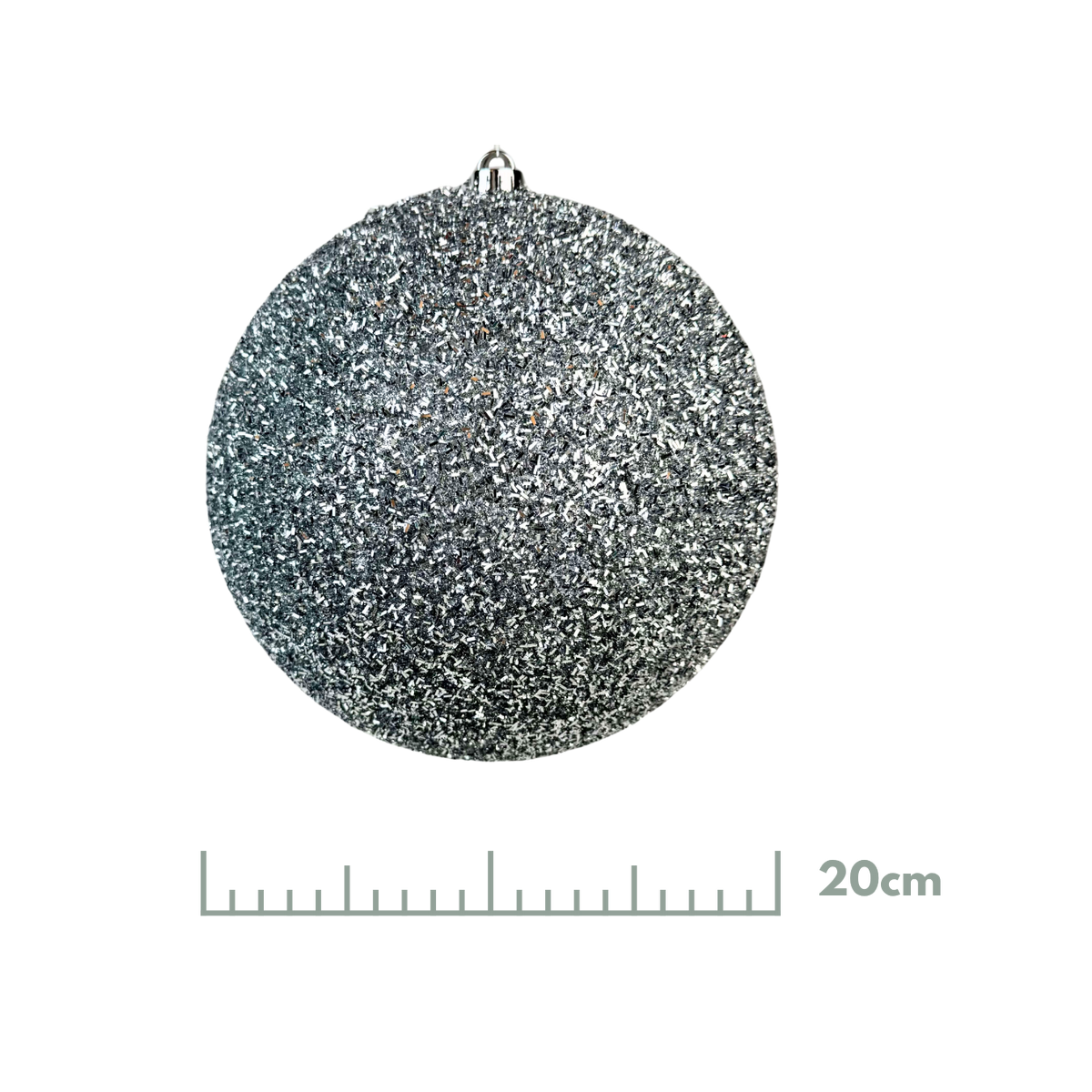 Esfera Tinsel Plata, Medidas 20 cm/25 cm