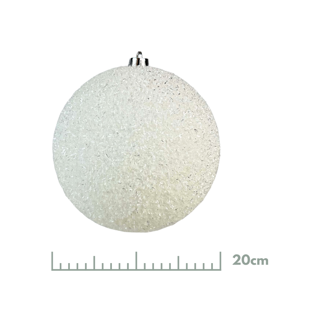 Esfera Tinsel Blanco, Medidas 15cm / 20 cm/25 cm