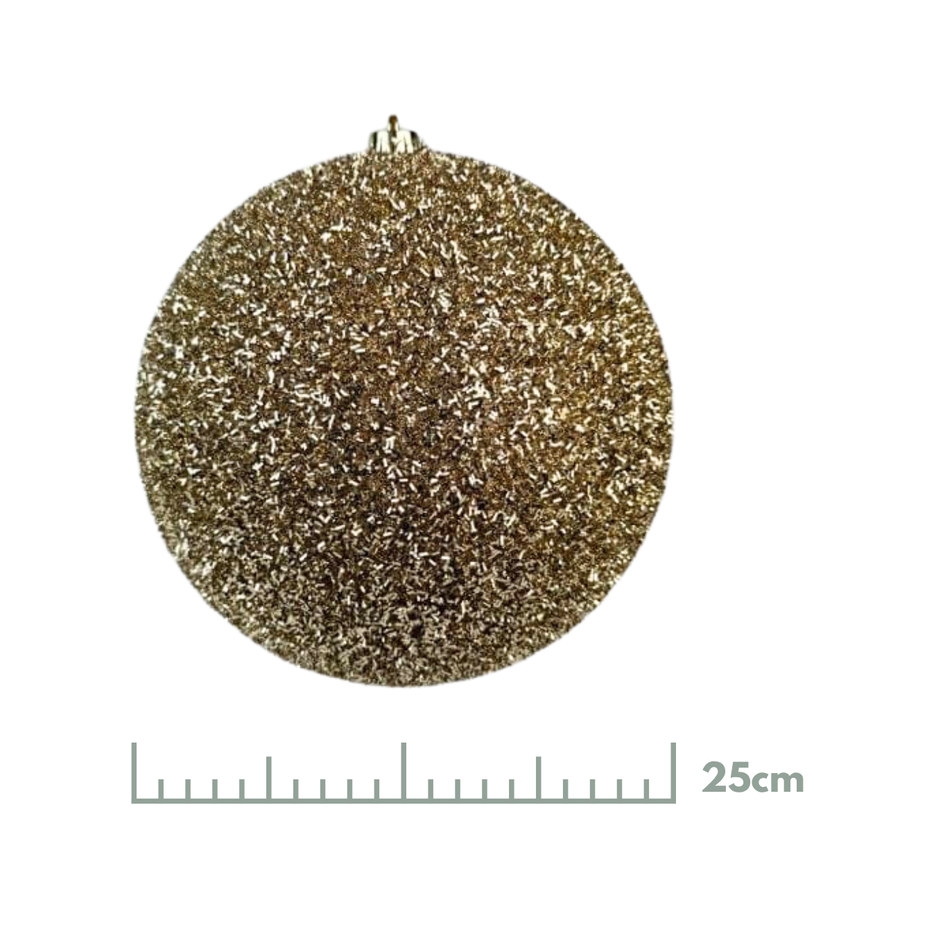 Esfera tinsel champaña, medidas 20 cm/25 cm