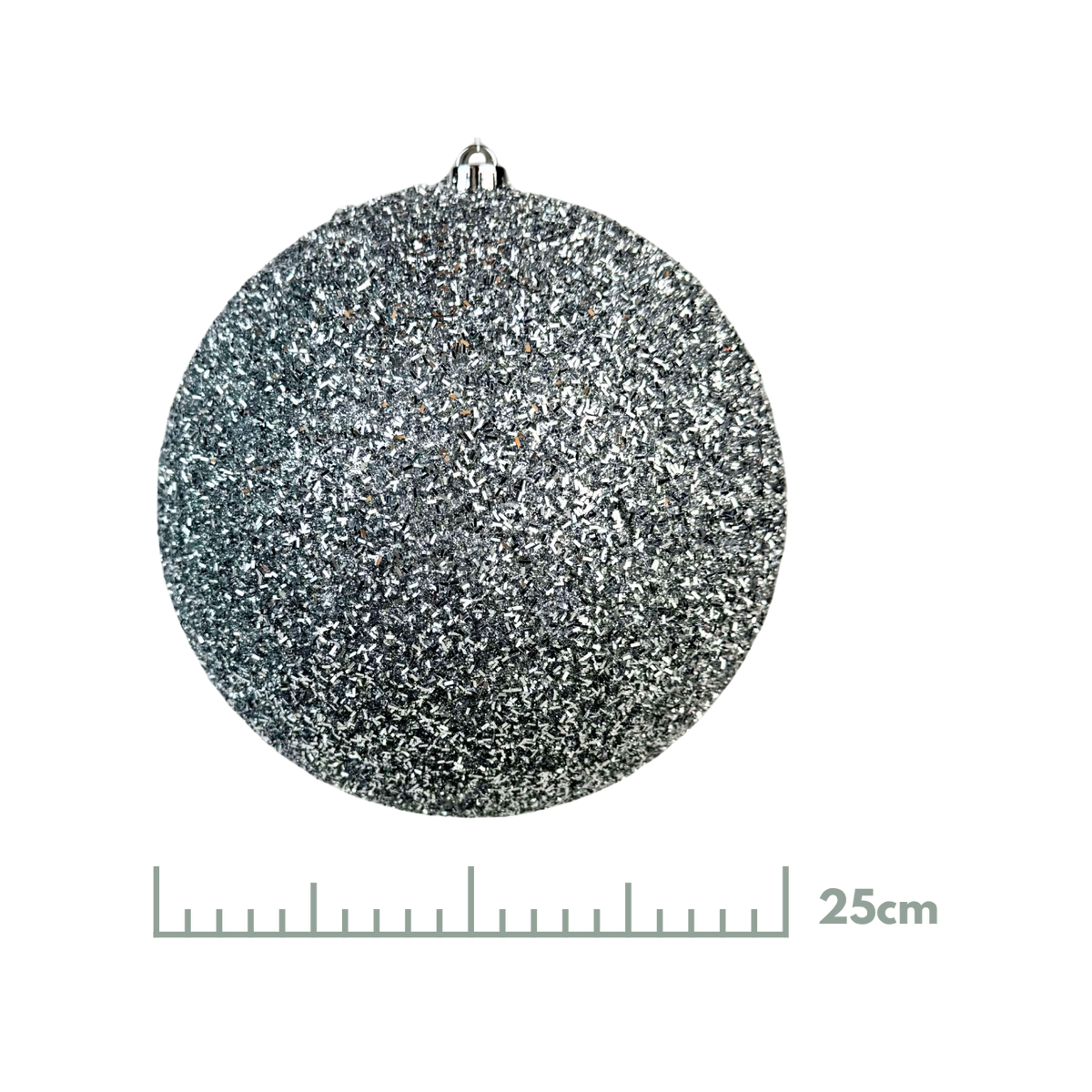 Esfera Tinsel Plata, Medidas 20 cm/25 cm