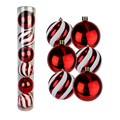 (BHK01244RW) Tubo esfera 10 cm c/6 pz rojo/blanco