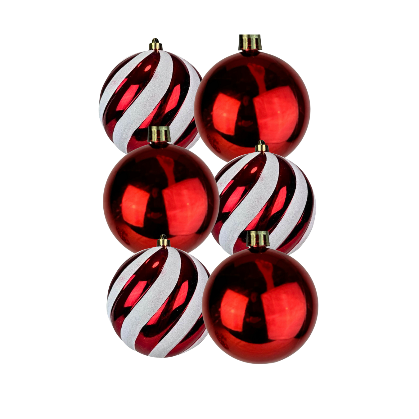 (BHK01244RW) Tubo esfera 10 cm c/6 pz rojo/blanco