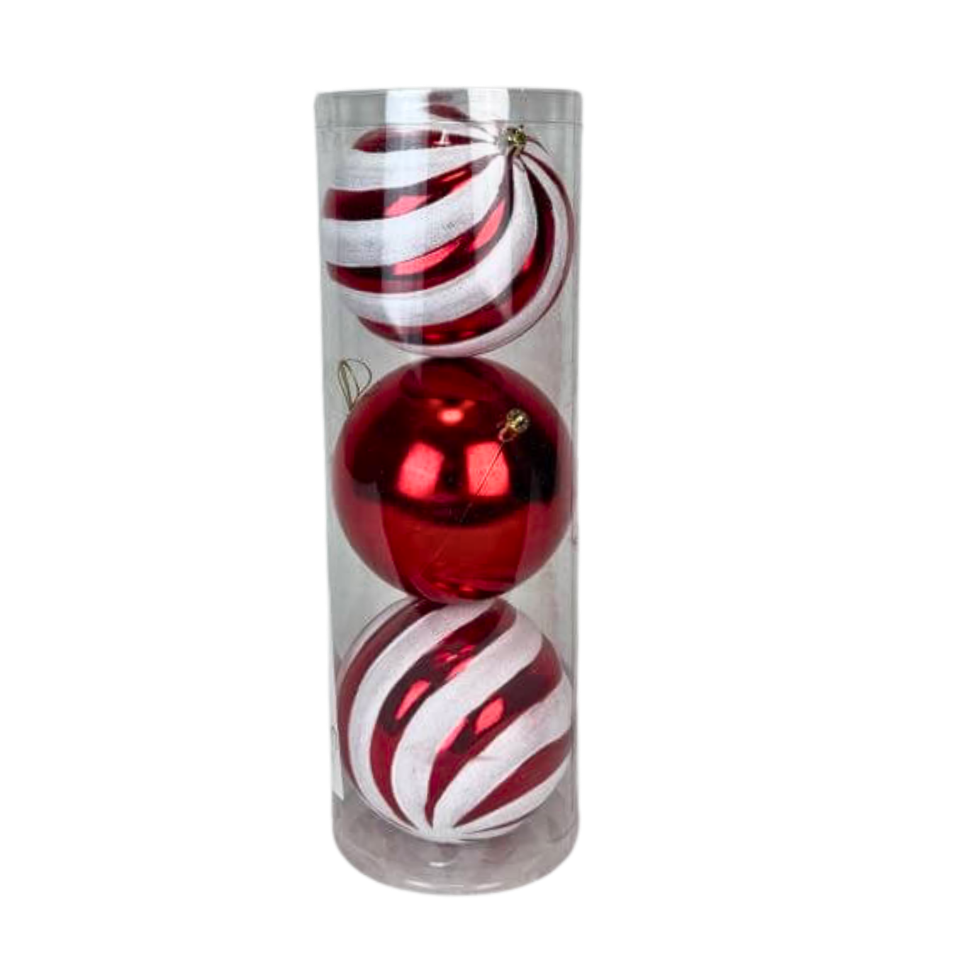 (BHK01245RW) Tubo esfera 12cm c/3 pz rojo/blanco