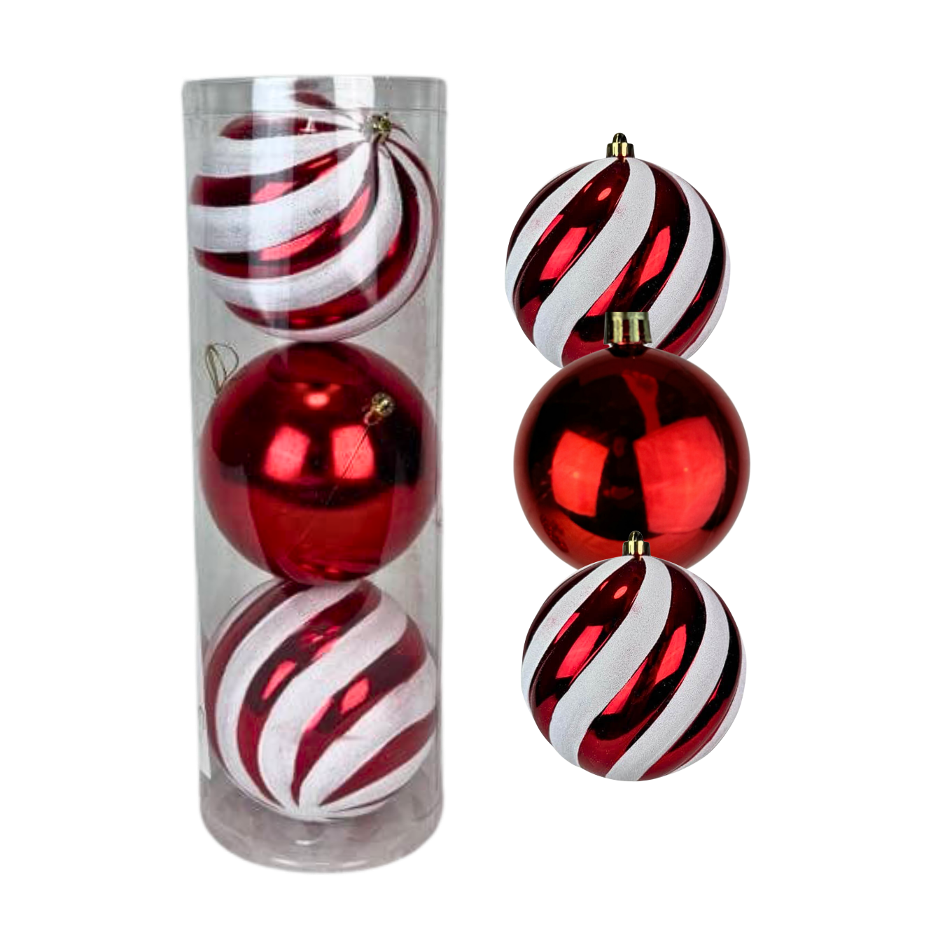 (BHK01245RW) Tubo esfera 12cm c/3 pz rojo/blanco