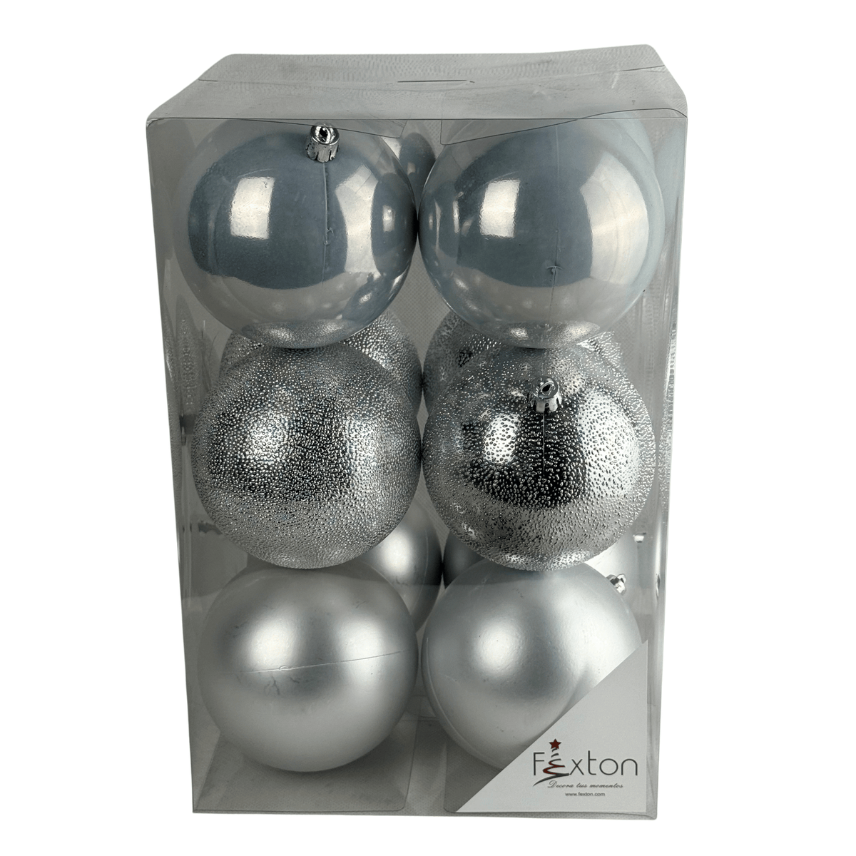 Paquete de Esferas Mixtas 10Cm 12Pz plata