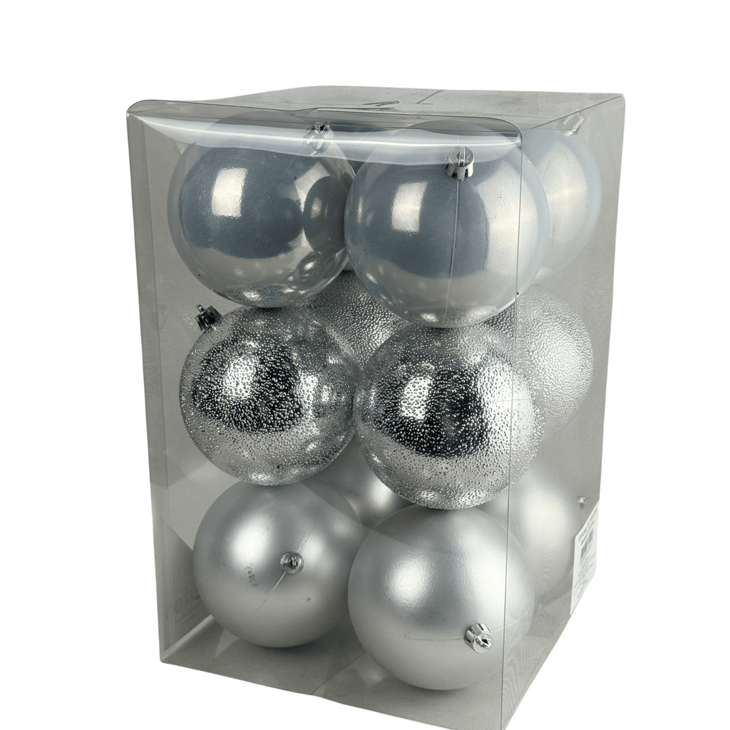 Paquete de Esferas Mixtas 10Cm 12Pz plata