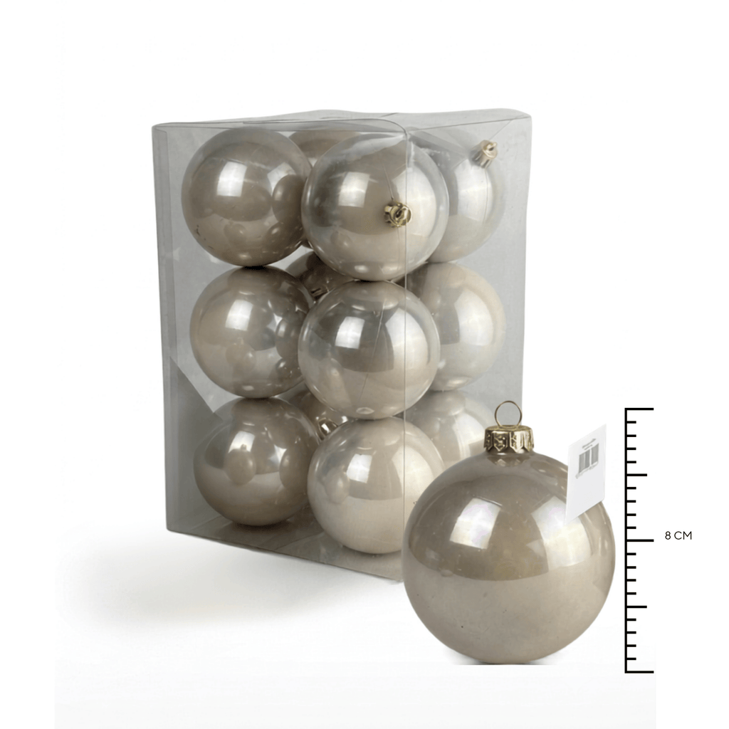 Paq. Esfera Perlizada 8Cm 12Pz Champaña