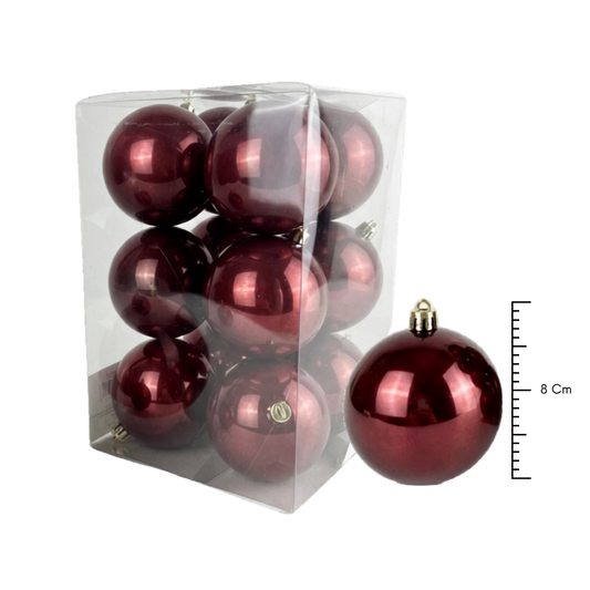 (BHK01312LBU) Paq. Esfera Perlizada 8 Cm 12 Pz Vino